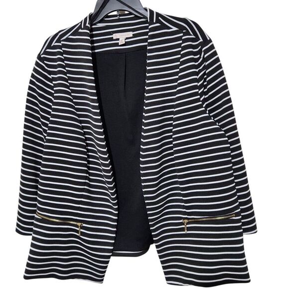 Established 1962 Open Cardigan Size 3X Striped Black And White Lined - Picture 1 of 9